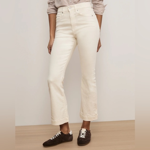 Veronica Beard Carson High-Rise Ankle Flare Jeans Ecru Women's NWT - Picture 2 of 16